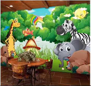 Custom foto tapetai, 3d freskomis tapetų sienos, 3 d Gyvūnų parkas gražus, vaikų kambarys, vaikų kambarys miško fone sienos