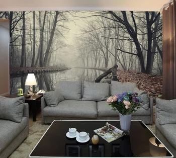 Custom foto tapetai miško upės kraštovaizdžio tapetai, freskos rudenį tapetai kambarį viešbutyje freskos