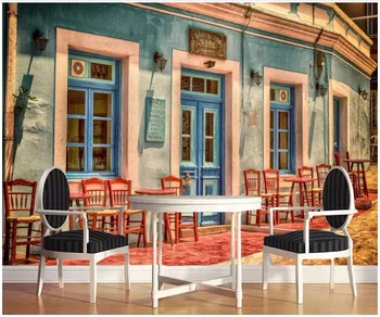 Custom freskos 3d foto tapetai miegamajame Europos gatvės kavinė įrankiai Fono sienos kambarį tapetai, sienų ir 3 d