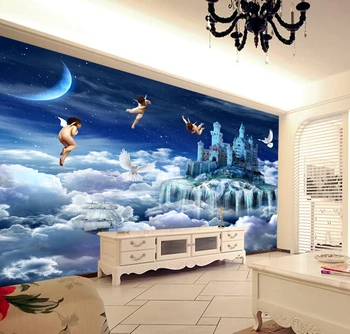 Custom prabanga 3D Tapetai, prabangūs,svajonių angelas danguje kambarį miegamojo sienos TV fono sienos papel de parede