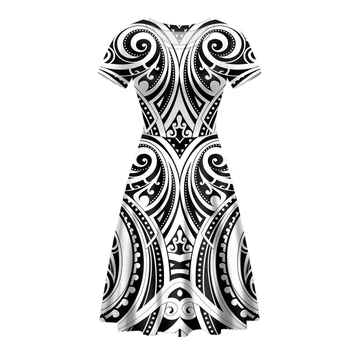 Custom Print Karšto Pardavimo Ilgas Šalis Suknelė Polinezijos Moterų Gentis Modelio Spausdinimo Rankovėmis Ir Šortai Moterų Paplūdimio Atsitiktinis Vestidos