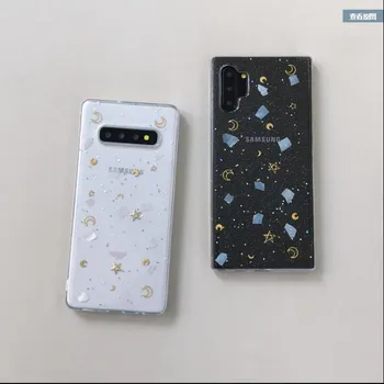 DCHZIUAN Bling Minkštas Aišku, TPU Telefono dėklas, Skirtas Samsung Galaxy Note 10 8 9 S8 S9 S10 Plus Atveju Blizgučiai Golden Star Mėnulis Galinį Dangtelį