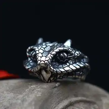 Derliaus Valdinga Viper Atidarymo Žiedas Vyrams Gyvūnų Senovės sidabro Spalvos Osioms Šalies Dalyvavimas Mados Visa Pardavimas