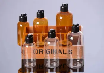 DHL 100vnt/Daug 100ml 200ml 300ml Išvalyti/Gintaro Kosmetikos Buteliukai su Juoda Flip Viršų,prabangių kosmetikos PET plastikinių butelių