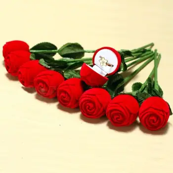 DHL Nemokamas Pristatymas Fashional Romantiška Raudona Rožė, Sužadėtuvių, Vestuvių Žiedas Dėžės, Auskarai, Papuošalai, Dovanų Dėžutėje