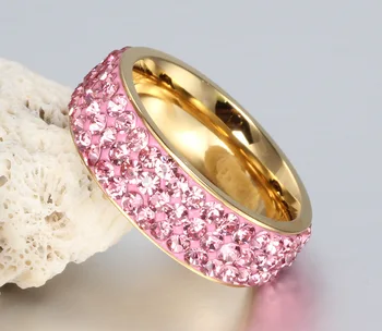 Didmeninė naujų spalvų argil bižuterijos titano plieno žiedai, žiedas crystal vestuvės šalis gimtadienio sužadėtuvių dovanos