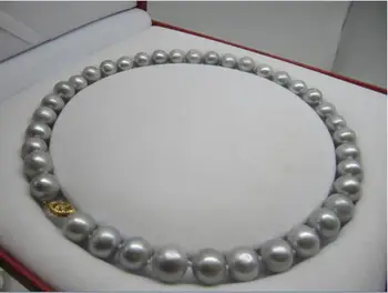 Didžiulis Naujų AAA 10-11mm Apvalios pilkos Gamtos Nekilnojamojo Šviežių perlų vėrinį 18