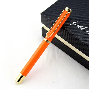 DIKA WEN Klasikinis Oranžinės ir Auksinės Fontanas Rašiklis su 0,5 mm Iridium Plunksnų Geriausia Verslo Dovana Pen Metalo Dažai Rašikliai