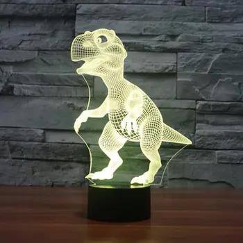 Dinozaurų 9 Spalvinga 3D Stalo Lempa Kūrybinis Prisilietimas Nuotolinio Valdymo Stalo Lempos Energijos Taupymo Led Lempos Iliuzija