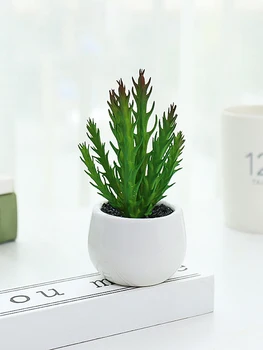 Dirbtiniai Augalai Bonsai Vazoninių Succulents Miniatiūrinė Eglutė Žalia Medžiagų Kambarį Lentelė Netikrą PVC Kaktusas Kūrybos Apdaila
