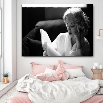 Drobė, Tapyba, Plakatas Monroe Namų Puošybai Šiuolaikinės Seksualus Marilyn Skaityti Knygą, Nuotraukos ant Sienos Spausdinti Tapybos Rėmelį