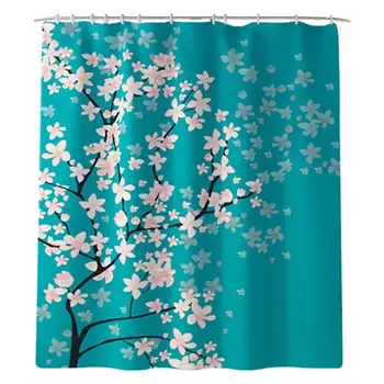 Dušo Užuolaidos Cherry Blossom Vandeniui Poliesterio Vonios Uždanga Vonios Aksesuarai su Kabliukais 71 x 71 Colių