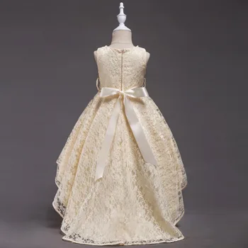 Elegantiškas Nėrinių Assymetrique Princesė Suknelė Mergina Vaiko Vestuvių Vakaro Šalis Suknelė Vaikų Vaikai Grožio Konkurso Suknelės