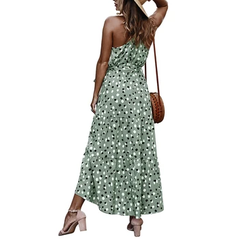 Elegantiškas Suknelės Moterims Atsitiktinis Rankovių Polka Dot Spausdinti Didelio Hem Juostinės Paplūdimio Ilga Suknelė Dot 2020 Metų Vasaros Suknelė