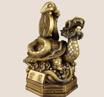 Elitas Žvėris Xuan Wu Drakonas, Gyvatė, Vėžlys Bronzinė Statula Už VIENĄ