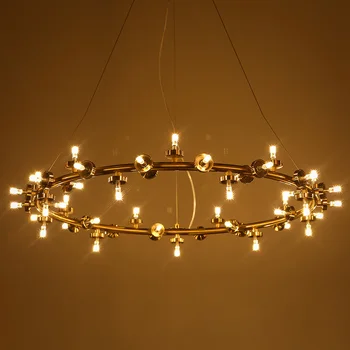 Europos žiedinių Salonas modernus juoda aukso kabo LED lempos šviesos kambarį fojė stiklo apvalus kamuolys, balionas žiedas, pakabukas šviesos