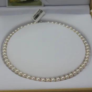 Fine jewelry pearl 7-8MM papuošalai natūralių Gėlo vandens perlų vėrinį 925 Sidabro užsegimas ILGAI 18INCH