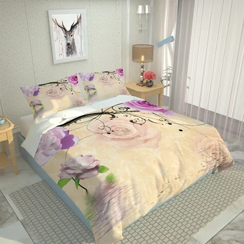 Foto bet kokio dydžio raudonos rožės trimatis gėlių lova lapas antklodė patalynė 3d pagalvė