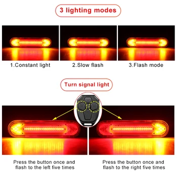 FTW USB Įkrovimo Dviratį Uodegos Šviesos Dviračių Galiniai Atgal Posūkio signalo Lemputė Vandeniui Naktį, Dviračių saugos LED Lempos H008
