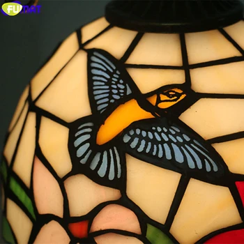 FUMAT vitražas Sienos Lempos Tiffany Morning Glory Hummingbird Umbra Amatų Menų Europos Prabangių Namų Dekoro Miegamasis