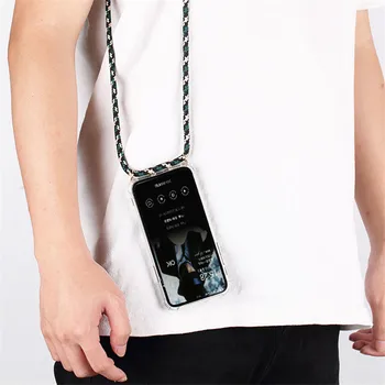 Funda de telefono movil de TPU blando transparente con correa de cuello de kordono para Samsung M30, M30S, S10 LITE, S10 PLIUS S10