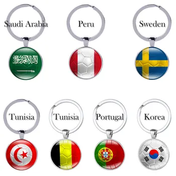 Futbolo Keychains Raktų žiedas 32 Šalių, Peru Švedija Tunisas Senegalo Futbolo Raktų pakabukai Suvenyrų