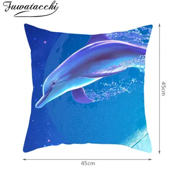 Fuwatacchi 2021 Mėlyna Plaukimo Delfinai Pagalvės užvalkalą Padengti Abstrakti Tapyba Mesti Coushion Apima Namų Sofos, Kėdžių Dekoras