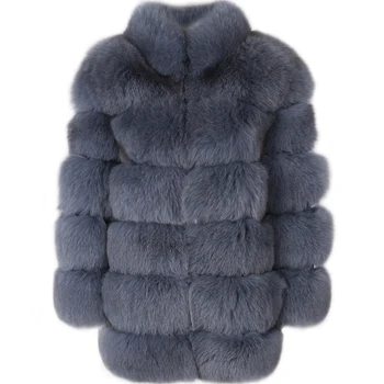 Gamtos realus ilgai ponios rankovės moterų fox fur coat