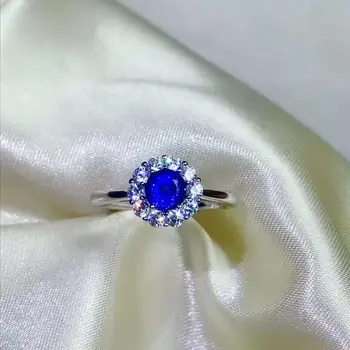 Geriausia Dovana Jūsų mylimam žmona Gamtos nekilnojamojo mėlynas safyras žiedas 925 sterlingas sidabro Baudos handworked papuošalai Piršto žiedai