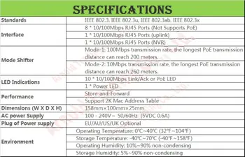 Geriausia NVR, Metalo Ethernet Switch, Mini 10 Uostus Darbalaukio Ethernet Tinklo Jungiklio, 10/100Mbps LAN tinklo Koncentratorių, 2 uplink prievadų (S110D)