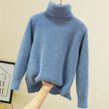 Golfo laisvas megztinis moterų 2020 m. žiemos naujas storio šeniliniai ponios imitacija mink išorinio velvet dėvėti bazės megztinis