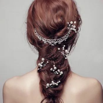 Gėlių Kristalų Plaukų Clips Moterų Mados Kietas Mados Madinga Vestuvių Nuotakos Pearl Plaukų Smeigtukai Bridesmaid, Juvelyriniai dirbiniai Didmeninė naujas