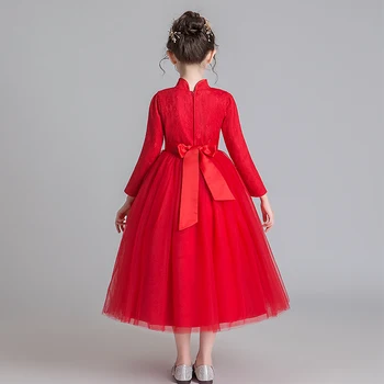 Gėlių Mergaitė Grupė Dress Kinų Stiliaus Vestuvių Bridesmaid ' s Suknelė Mergina Nėrinių cheongsam šiuolaikinės Gimtadienio Baigimo 2020 m.