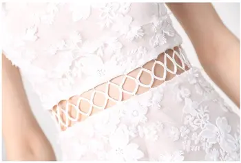 HCBLESS 2019 m. vasaros moterų balta tirpsta vandenyje nėrinių aplikacija žiedas ažūrinės figūrinių suknelė temperamentas suknelė