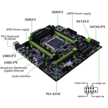 Huananzhi X79 motininė Plokštė X79 LGA2011 ATX SATA3 USB3.0 Dual PCI-E 16X NVME M. 2 SSD Paramos REG ECC RAM Xeon E5 CPU