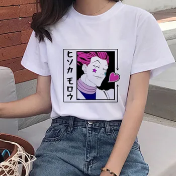 Hunter X Hunter Print T-marškinėliai, moteriški marškinėliai, O-kaklo trumpomis Rankovėmis Hisoka Morow Marškinėlius Anime HxH Tee Pelės Spausdinti Harajuku T-shirt