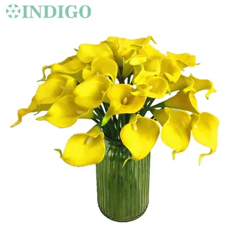 INDIGO - 25 VNT PU Calla Nekilnojamojo Touch Geltona Calla Namų Stalo Dekoratyvinis Veidrodis Gėlių Dirbtinių Gėlių Vestuvių Gėlių Puokštė
