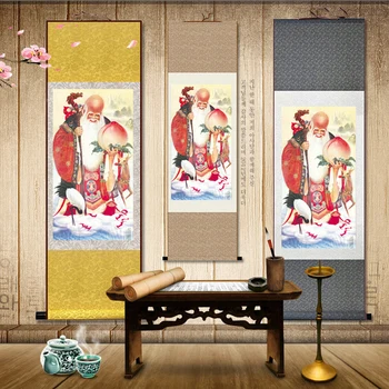 (individualų) Pietų Ašigalio xianweng portretas, šilko pažymėkite kabo tapybos, senosios gimtadienio Žvaigždė dekoravimas, tapyba