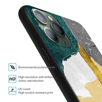 Ins Karšto akmens, Marmuro Telefono dėklas skirtas iPhone 12 Pro Max mini Atveju Minkštas Silikoninis Juodas Priedai Apima, 