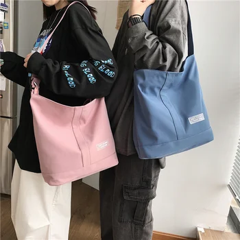 Japonijos Įrankiai Stiliaus Nailono Krepšys Moterų vientisos Spalvos Petį Krepšys Didelės talpos Literatūros Retro Studentų Krepšys