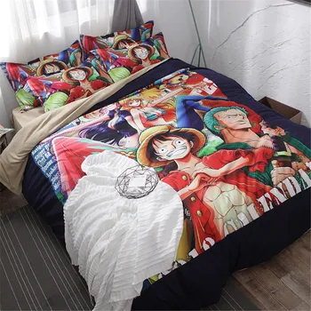 Japonų Anime One Piece, naruto Totoro Patalynės komplektai 3/4pcs Twin Visą Karalienė King Size Antklode Padengti lova butas lapas minkštas užvalkalas