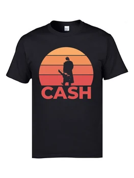Johnny Cash Saulėlydžio Marškinėliai Vyrams Klasikinės Gitaros Atlikėjo Muzika Marškinėlius Tėvas Tees Medvilnės Audinio Trumpas Rankovės Marškinėliai, Xxl