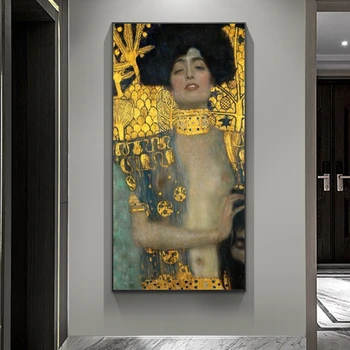 Judita ir Galvos Holofernes Gustavo Klimto Garsaus Meno Paveikslų Reprodukcijos Sienos Meno Plakatai Gustav Klimt Aukso Nuotraukas