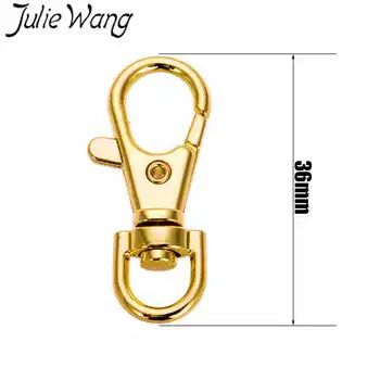 Julie Wang 10VNT Swivel Omarų Užsegimas Įrašus Kablys Padalinta Raktų Žiedas, Rankinės Dirželio Keychain Papuošalai Padaryti Išvadas Maišelį Priedų