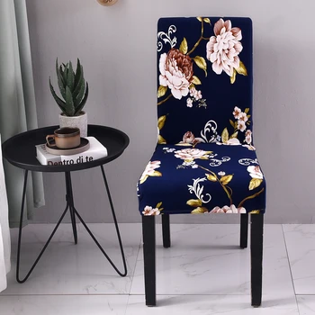 Juodos spalvos gėlių spausdinti Kėdė Padengti spandex Užvalkalai Ruožas Nuimamas Valgomasis Sėdynės, Kėdė Apima Viešbučio Pokylių Sėdynių užvalkalai
