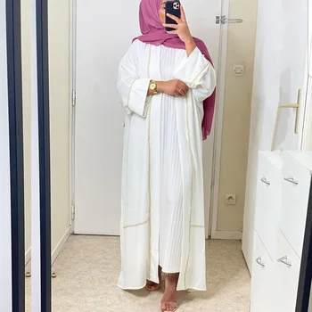 Kaftan Dubajus Abaja Kimono Megztinis Musulmonų Suknelė, Hijab Turkijos Moterų Caftan Skraiste Longue Femme Amerikos, Europos Islamas Drabužiai
