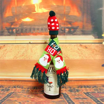 Kalėdų Dekoracijos Namų Santa Claus Vyno Butelio Dangtelį Drabužių Nustatyti Skrybėlę Kepurė Šalikas Stalo Dekoro 2020 Navidad Naujųjų Metų Dovanos