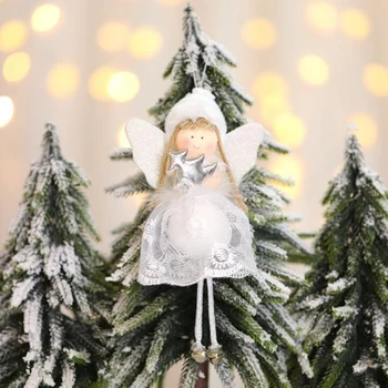 Kalėdų Kabantys Papuošalai, Mielas Angelas Nėrinių Lėlės Kalėdų Medžio Apdaila Atostogų Šalis Dekoro Namų Papuošalai -Aukso, Balti