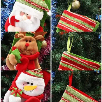 Kalėdų Kojinės su Sniego Santa Briedžių Kojinės Modelis Kalėdos Flannelette Saldainiai Dovanų Maišelį, Židinys Kalėdų Medžio Apdaila