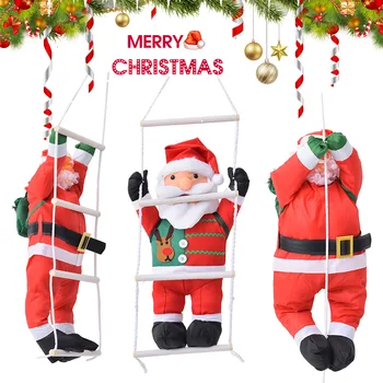 Kalėdų Pakabukas Santa Claus Laipiojimo Laiptais Virvės Kabo Lėlės 60cm Naujųjų Metų Medžio Apdaila Namų Dekoro AIA99
